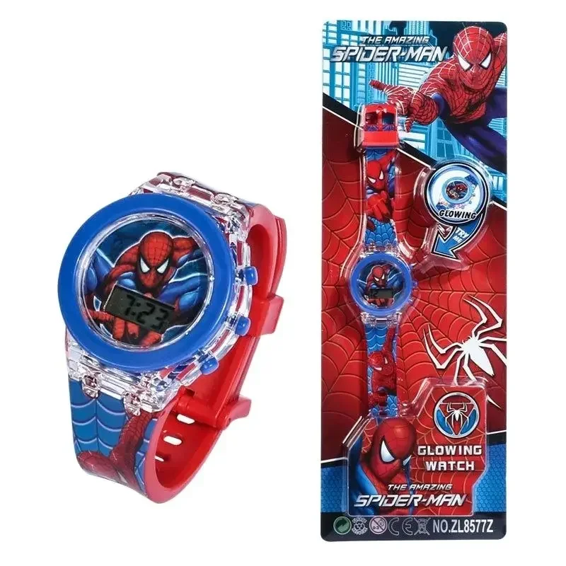 

Disney Cartoon Watch Anime Marvel Spiderman Figures Toys Watch Frozen Princess Doll Head Clock Student Watch Boys Kids Gifts