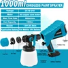 18V 1500W Electric Cordless Spray Gun High Power HVLP Paint Sprayer Auto Furniture Steel Coating Airbrush For Makita 18V Battery 2