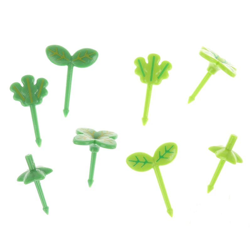 

8pcs Fruit Fork Toothpick Leaves Plastic Decoration Lunch Box Bento Accessories Small Salad Tiny Fork Mini Cake Picks For Kids