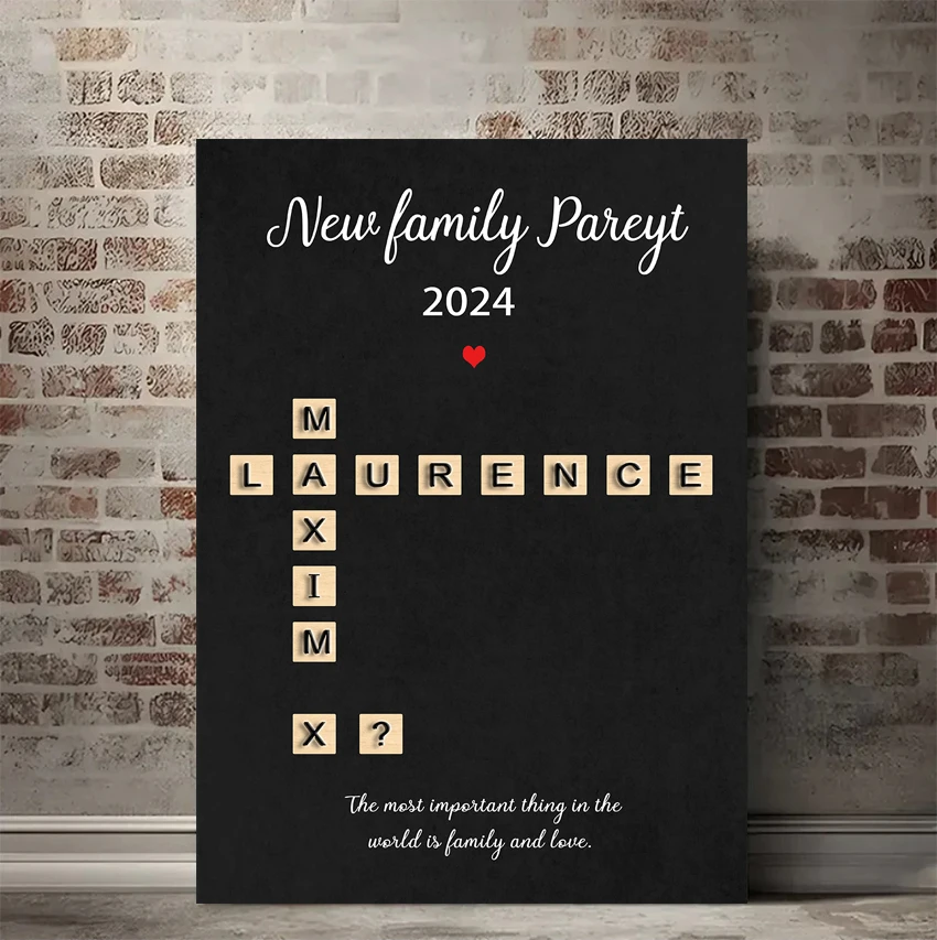 

Gepersonaliseerde familiescrabbleprint, cadeau-ideeën, scrabbleposter