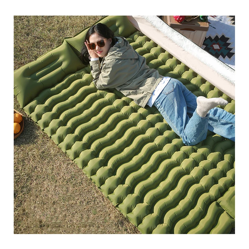 Thick Camping Mat 1-2 Person Ultralight Inflatable Mattress Air Bed Double Sleeping Pad Folding Air Mattress With Pillow
