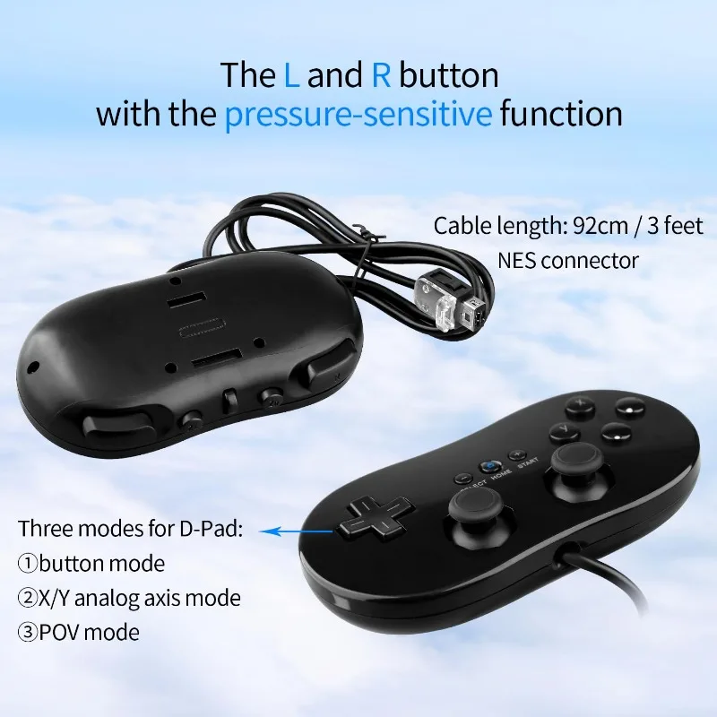 Classic Wired Controller Joystick Game Controller for Wii/Wii U Controllers for Nintendo Wii/Wii U Remote Console Video Games - 4