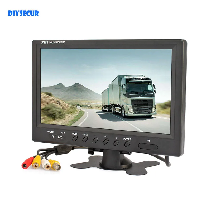 

DIYSECUR 9 inch TFT LCD Car Monitor Display Car Reverse Rear View Monitor Screen with BNC / AV Input Remote Control DVD VCR