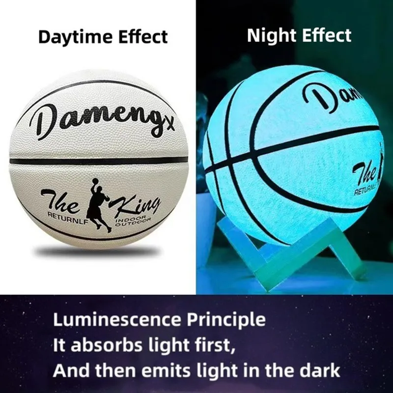 Glow In The Dark Basketball Regular Size 7# Hygroscopic Streetball Light Up Basketball Ball for Night Game Gift
