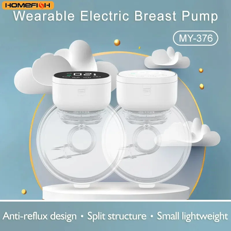 HOMEFISH Electric Breast Pumps Portable Hands Free Wearable BPA-free