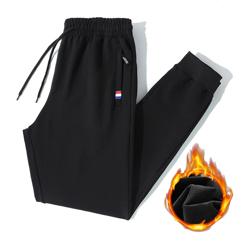 Autumn Winter Men's Elastic High Waist Solid Screw Thread Drawstring Zipper Pockets Casual Harlan Trousers Fashion Loose Pants
