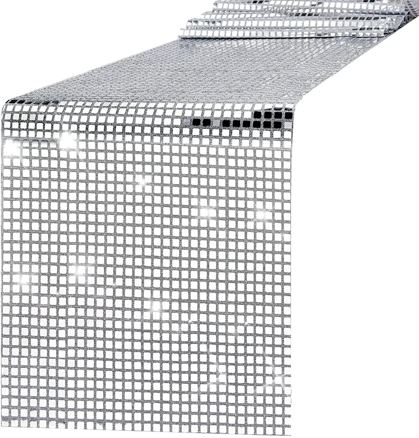 Metallic Foil Glitter Sequin Table Runner - Mirror Gold/Silver