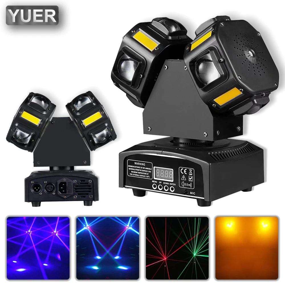 

NEW 8X10W RGBW 4in1 LED Beam Moving Head Light 2 Heads Beam with RG Laser Stage Lighting Projector DMX DJ Disco Bar Party Lights