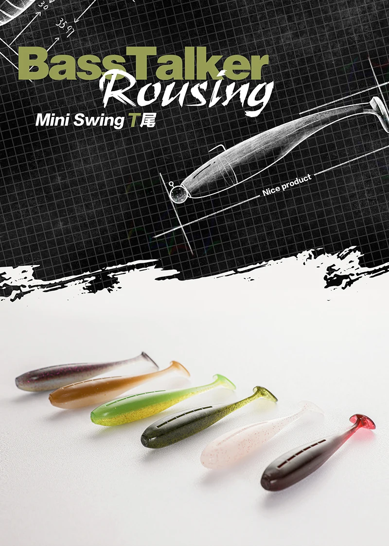 BassTalker Mini Swing 8-12 Teile/los Weiche Angeln Locken 2-3 zoll Paddel Schwanz Lockt für Bass Forelle karpfen NED Rig Drop Shot Jig Köpfe – Detail 1