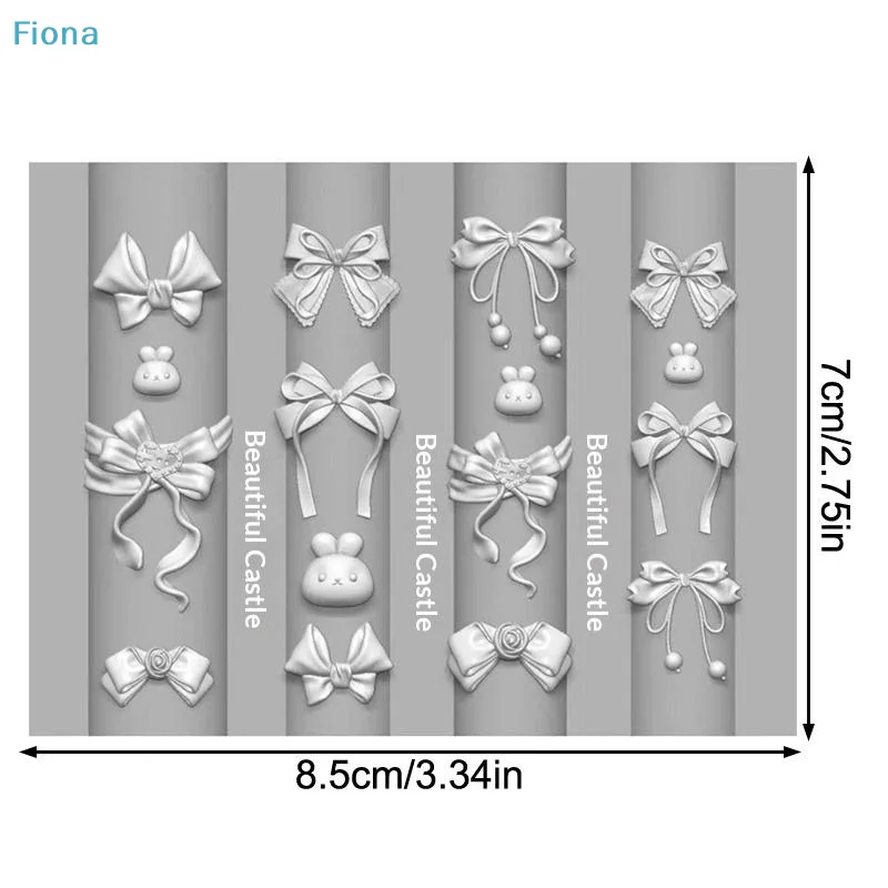 ♬ 3D 활 & 토끼 네일 아트 실리콘 몰드 세트, 귀여운 토끼 네일 조각 몰드 DIY 매니큐어 & 네일 장