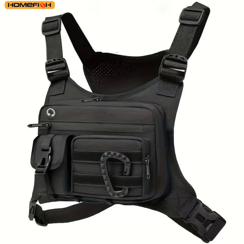 HOMEFISH Sac de poitrine d'extérieur pour hommes et femmes, gilet tactique pour la course à pied, le cyclisme, plate-forme de poitrine EDC pour le sport et les entraînements