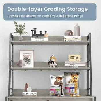 Heavy Duty Indoor Puppy Kennel With Sliding Door Dog House for Dogs Wooden Cage End Table Side Table Pet Grey Freight Free Home 2