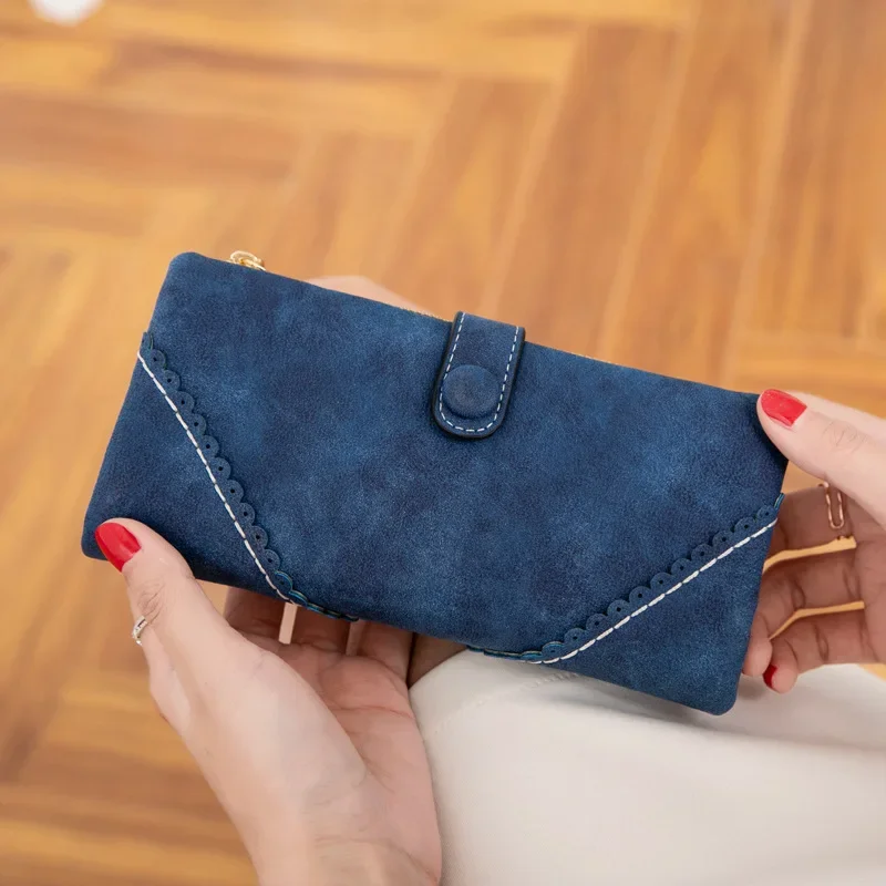 

Frosted Purse for Women Long Korean Version of The New Student Three Fold Multi-functional Purse for Women