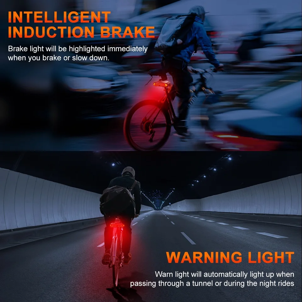 Remote Control Bike Alarm Wireless Vibration Alarm Bicycle Taillight Extractme Wireless Bicycle Alarm Rear Tail Light Turn Signal IP65 Waterproof Remote Control USB Bike Brake Taillight