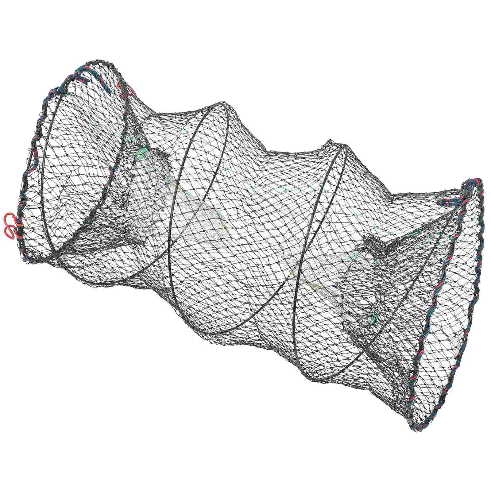 

1PC Foldable Bait Cast Mesh Trap Net Portable Fishing Landing Net Shrimp Cage for Fish Lobster Prawn Crayfish Crab (Dense Mesh,
