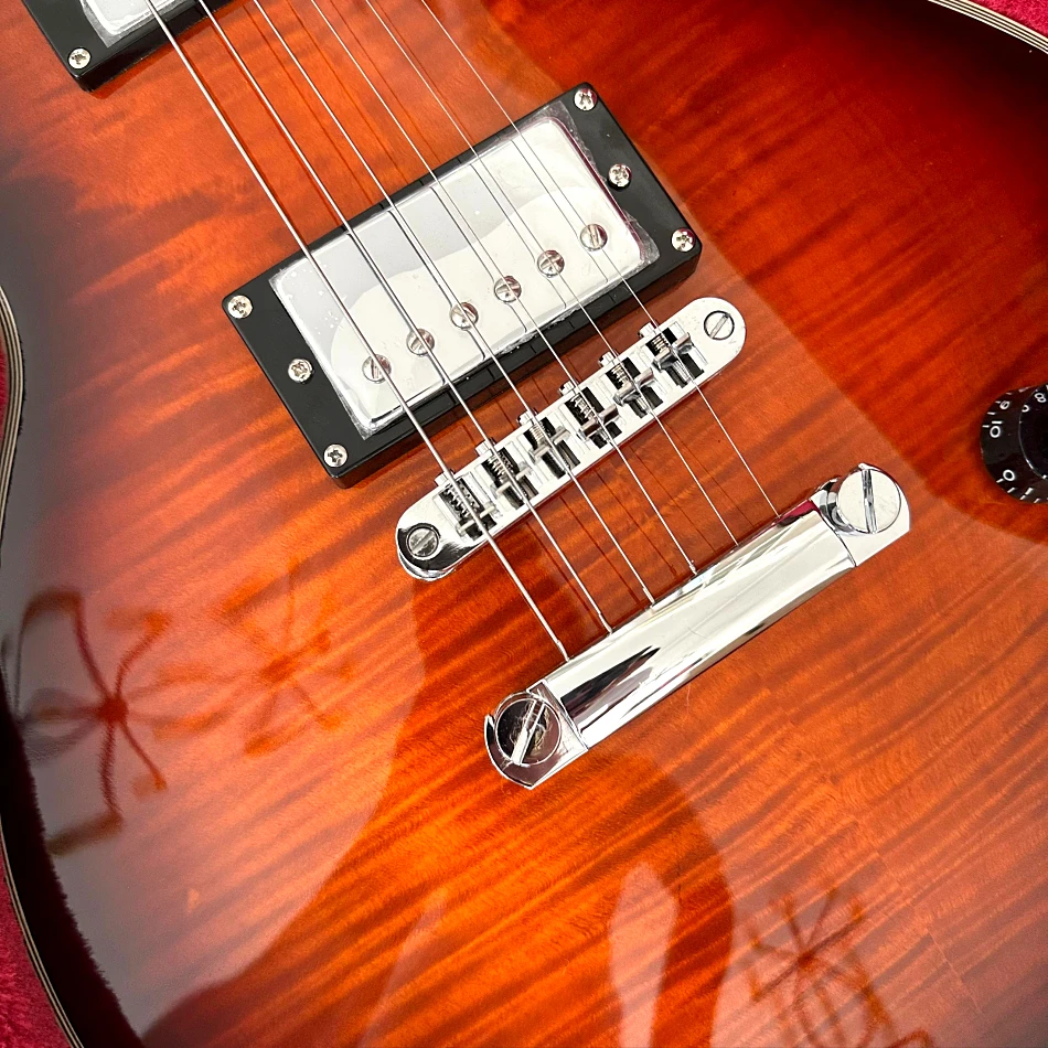 LP Electric Guitar Rosewood Fingerboard Dark Sunburst Maple Top Chrome Hardware 2 Pickups