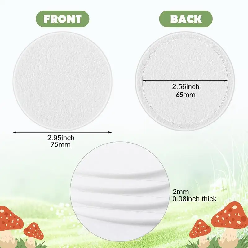 24 Dischi Filtro Adesivi Per Monotub – 75 Mm, In Cotone Bianco, Per Coltivazione Funghi, Filtrazione Micro E Traspirazione Ottimale