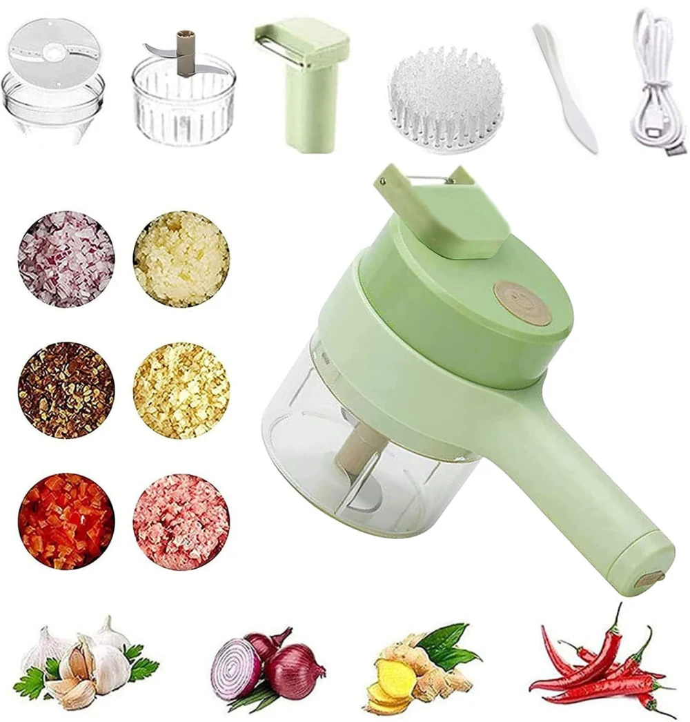 4 In 1 Handheld Electric Vegetable Cutter Set, Vegetable Chopper,garlic  Slicer, For Garlic Pepper Chili Onion Celery Ginger Meat - Food Processors  - AliExpress