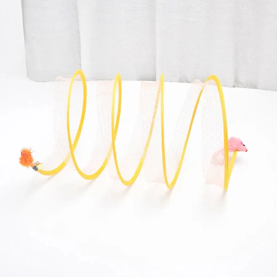 Mesh Cat Tunnel Pet Supplies Self Hi Foldable Cat Channel Random Colour Mouse small pet tunnel
