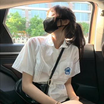 대만 일반 대학 제휴 고등학교 셔츠 교복 학생 비즈니스 복장 프레피 고등학생 오르간 주름 반팔 Jk 유니폼 세트