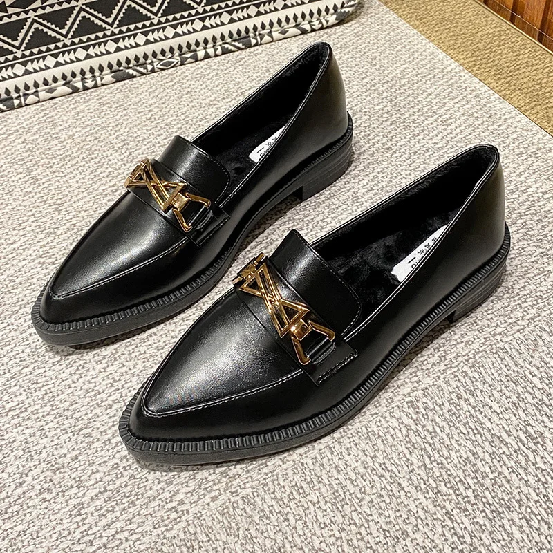 

Туфли женские с острым носком, повседневные кроссовки, оксфорды, платформа, лоферы, без застежки, на меху, осень, британский стиль