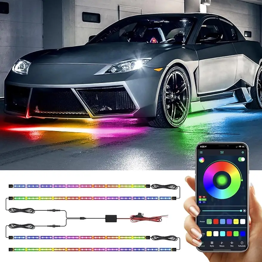 Led Car Underbody Neon Light Striscia Flessibile Underglow Remote App Control Rgb Dream Color Auto Decorativa Ambient Atmosphere Lamp