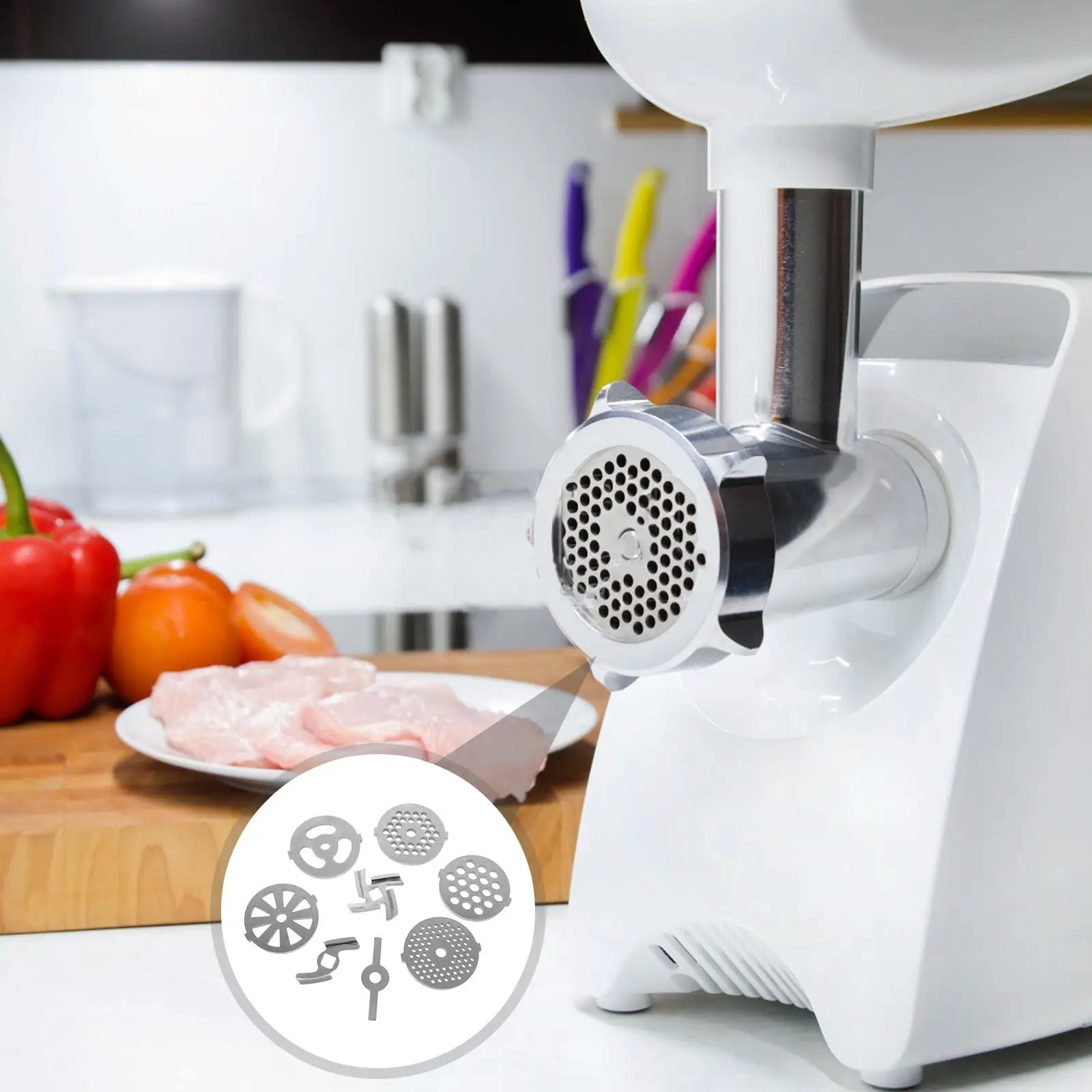 8 Pcs Meat Grinder Accessories Mincer Cutting Plate Grinding Machine Cutter Manual