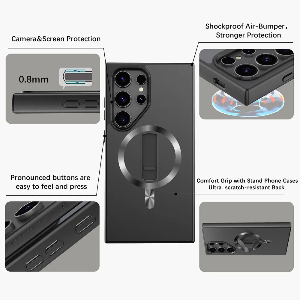 Grippopso Magnetic Shockproof Phone Holder Case with Grip - 3 in 1 Protective Cover
