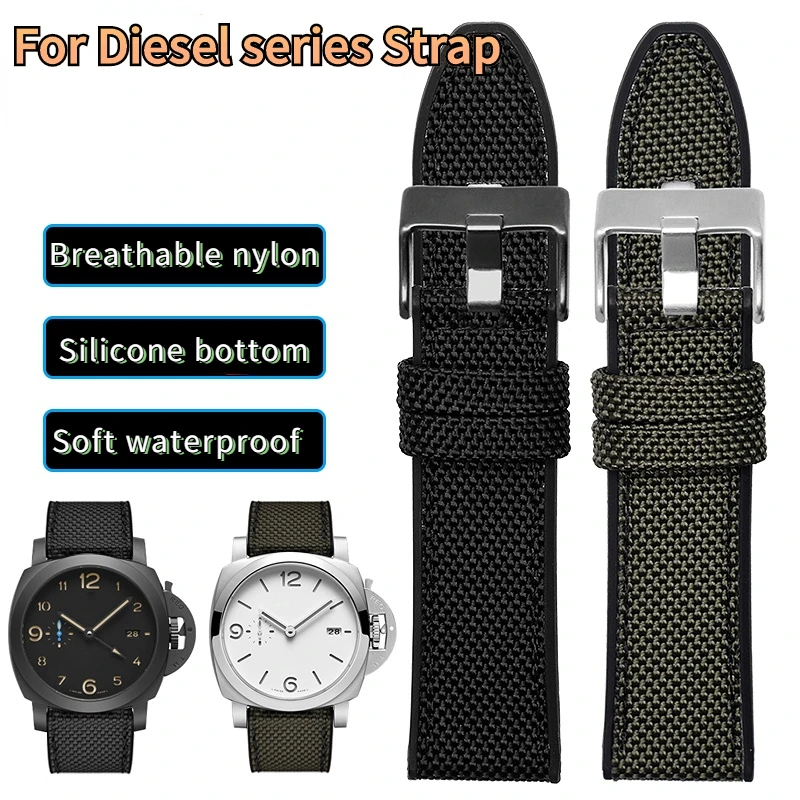 

Ремешок для часов Panerai PMA 441 Diesel Dz4500 Dz4506 DZ7420 DZ4318 мужской водонепроницаемый нейлоновый холщовый силиконовый ремешок 24 мм 26 мм 28
