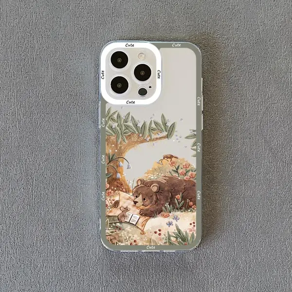 Cartoon Tier Bär Fuchs Eichhörnchen klar Telefon Fall für iPhone 11 Fälle iPhone 15 14 13 12 Pro max xs xr x 15 14 7 8 plus se Abdeckung – Detail 2