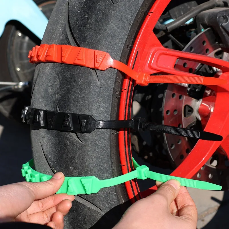 Anti-Skid Snow Chains 5-1pcs FOR Motorcycles Bicycles Winter Tire Wheels Non-slip Cable Ties Motorbike Emergency Tire Chain Tool