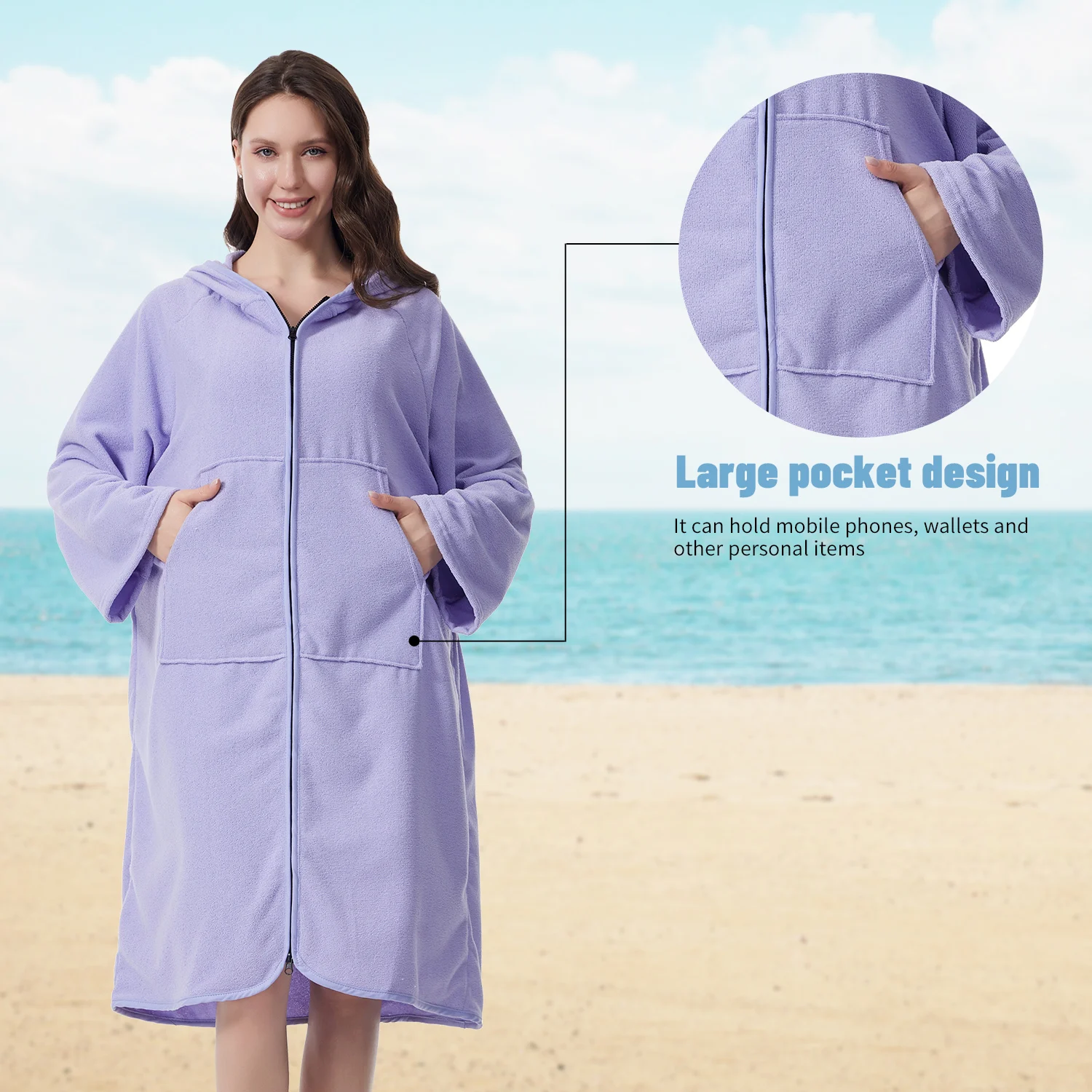 Accappatoio mutao con zip maniche lunghe asciugamano mare_voghion.com
