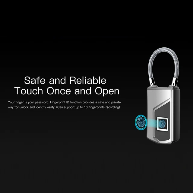 Intelligent Fingerprint Lock Portable Drawer Safety Lock Keyless Waterproof USB Rechargeable for Door Suitcase Backpack 5