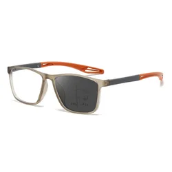 Enhanced Photochromic Anti - Blue Light Multifocal Sports Sunglasses - +400 (Orange)