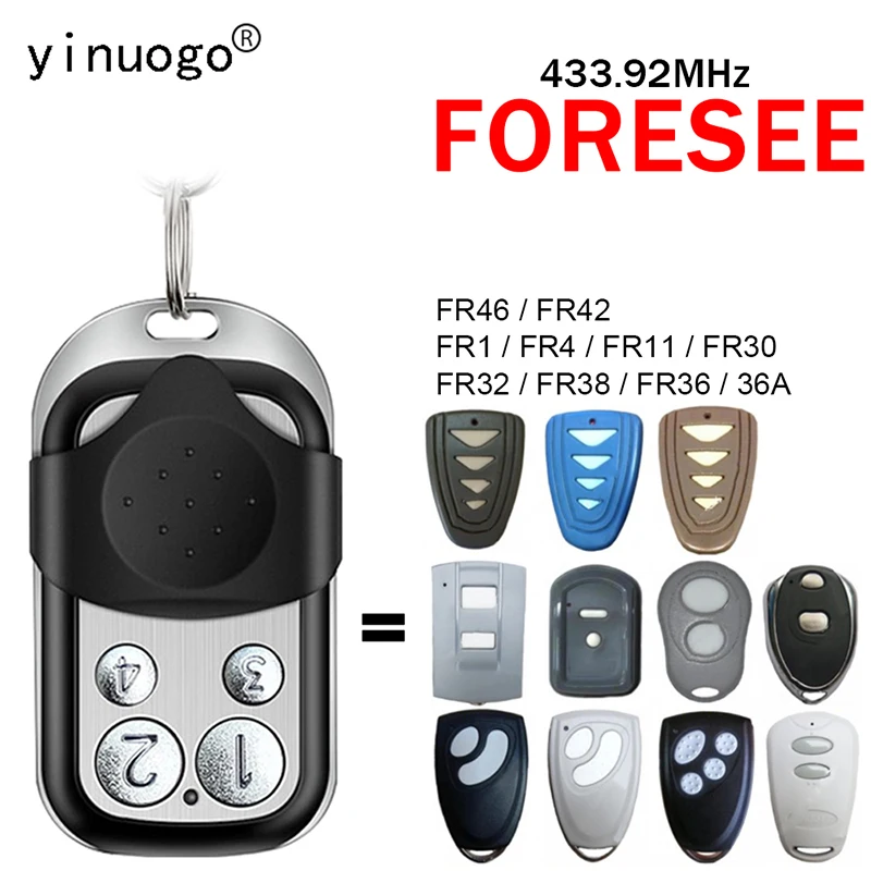 FORESEE FR36 FR46 FR42 FR1 FR4 FR11 FR30 FR32 FR38 36A 차고 게이트 원격 제어 433.92MHz 롤링 코드 도어 오프너 4 채널