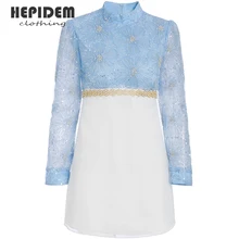 

HEPIDEM Clothing Summer Hollow Out Short Dress Women 2022 Pearl Lace Short Sleeve Lace Mesh Vintage Jacquard Slim Dress 96201