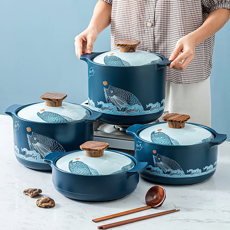 セラミックキャセロールクリエイティブフィッシュパターンスープポットビッグソース2 5l調理鍋調理器具キッチンパン韓国調理器具 スープ ストック ポット Aliexpress