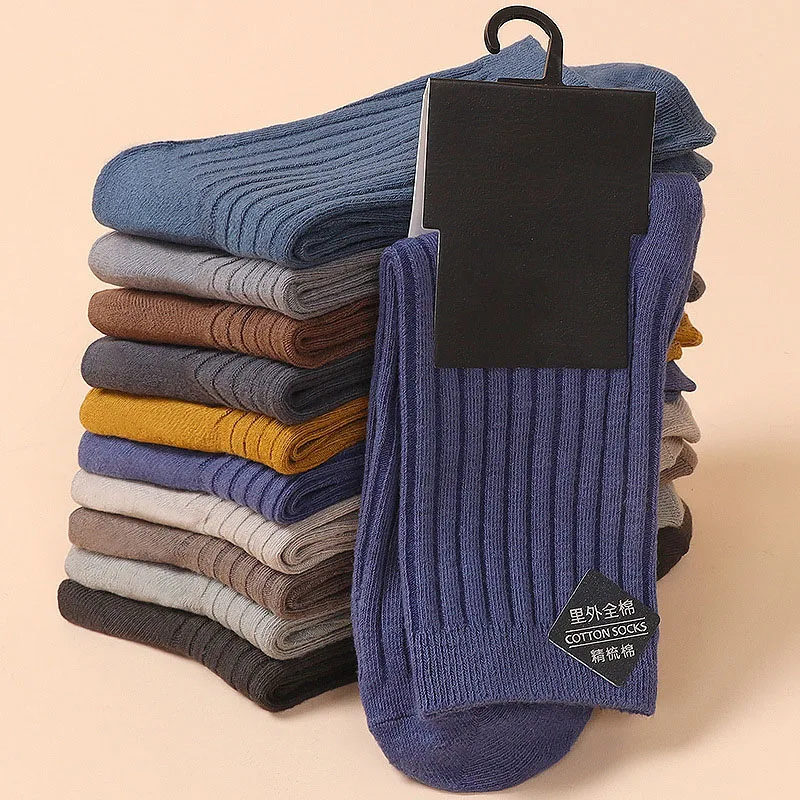 5-Pairs-New-Men-Solid-Color-Socks-Autumn-And-Winter-Versatile-Business ...