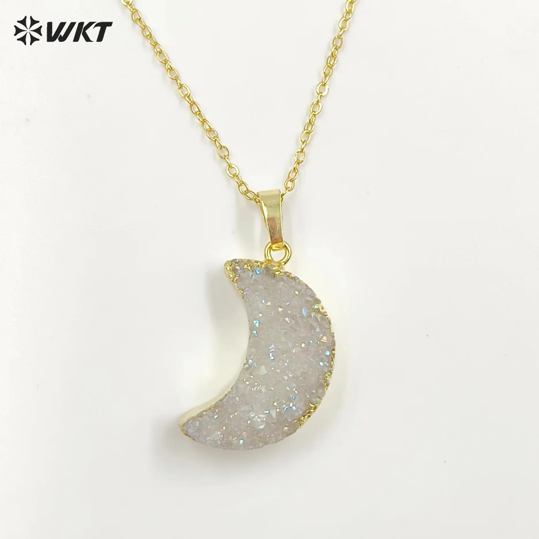 WT-N541 Wholesale Natural Crystal Quartz Druzy Agate Necklace