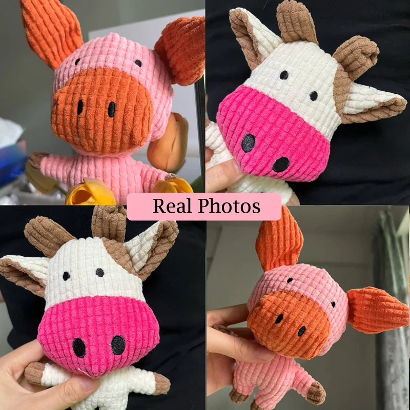 Plush Dog Toy for Small Medium Pets Funny Interactive Squeaky Toys Cow/Pig Shape Stuffed Dog Chew Toy Supplies 6