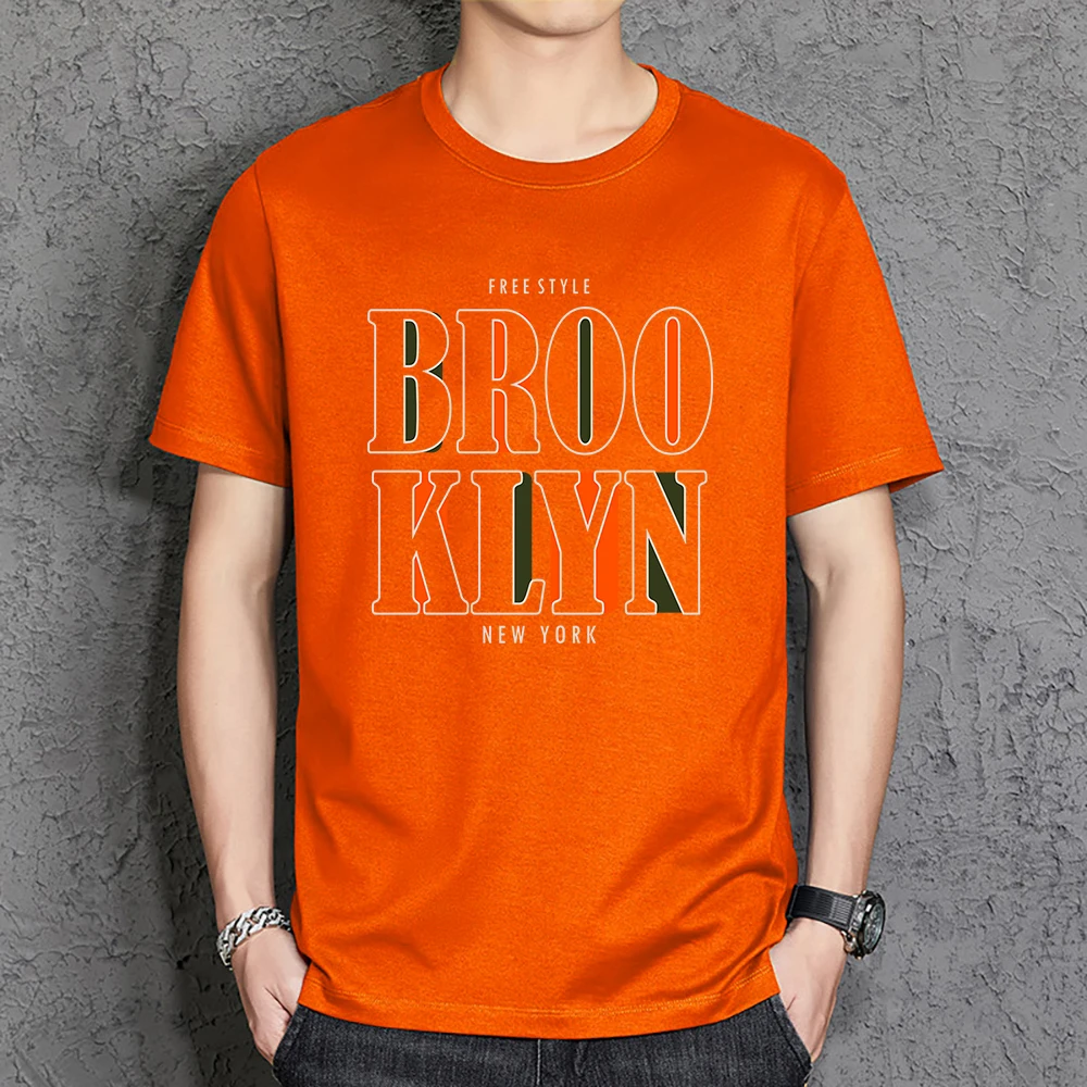 

Free Style Brooklyn New York Mens Tee Shirt Cotton Large Size T-Shirt Sports Designer Clothing Comfortable O-Neck Tshirt Man