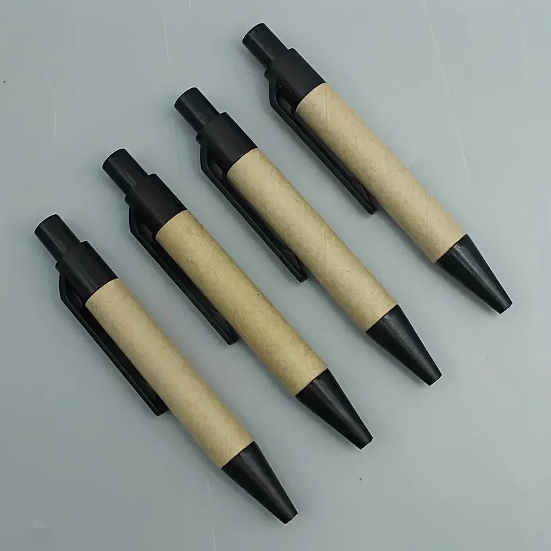 Set of 10 Eco-Friendly Recycled Paper Ballpoint Pens with Black Ink for Office and School Supplies