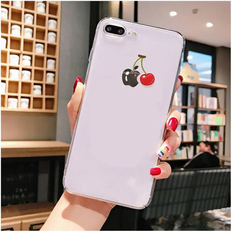 Cherries Silicone Transparent Soft Phone Case - Clear Fruit Design Cover