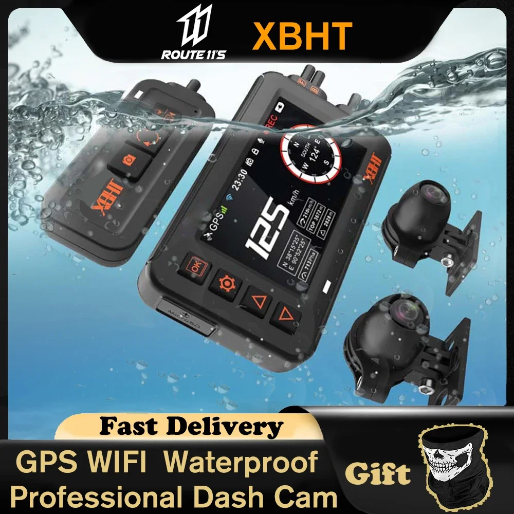 Motorcycle Driving Recorder GPS Video Rear View Monitoring WiFi Night Vision Dual 1080P Waterproof |