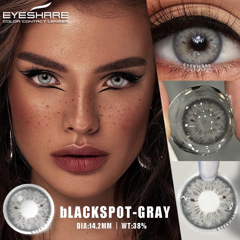 EYESHARE 1 Paar farbige Kontaktlinsen mit Sehstärke, Myopie, grüne Linsen mit Grad, graue Pupillenlinse, braune Linsen, jährlich – Detail 28