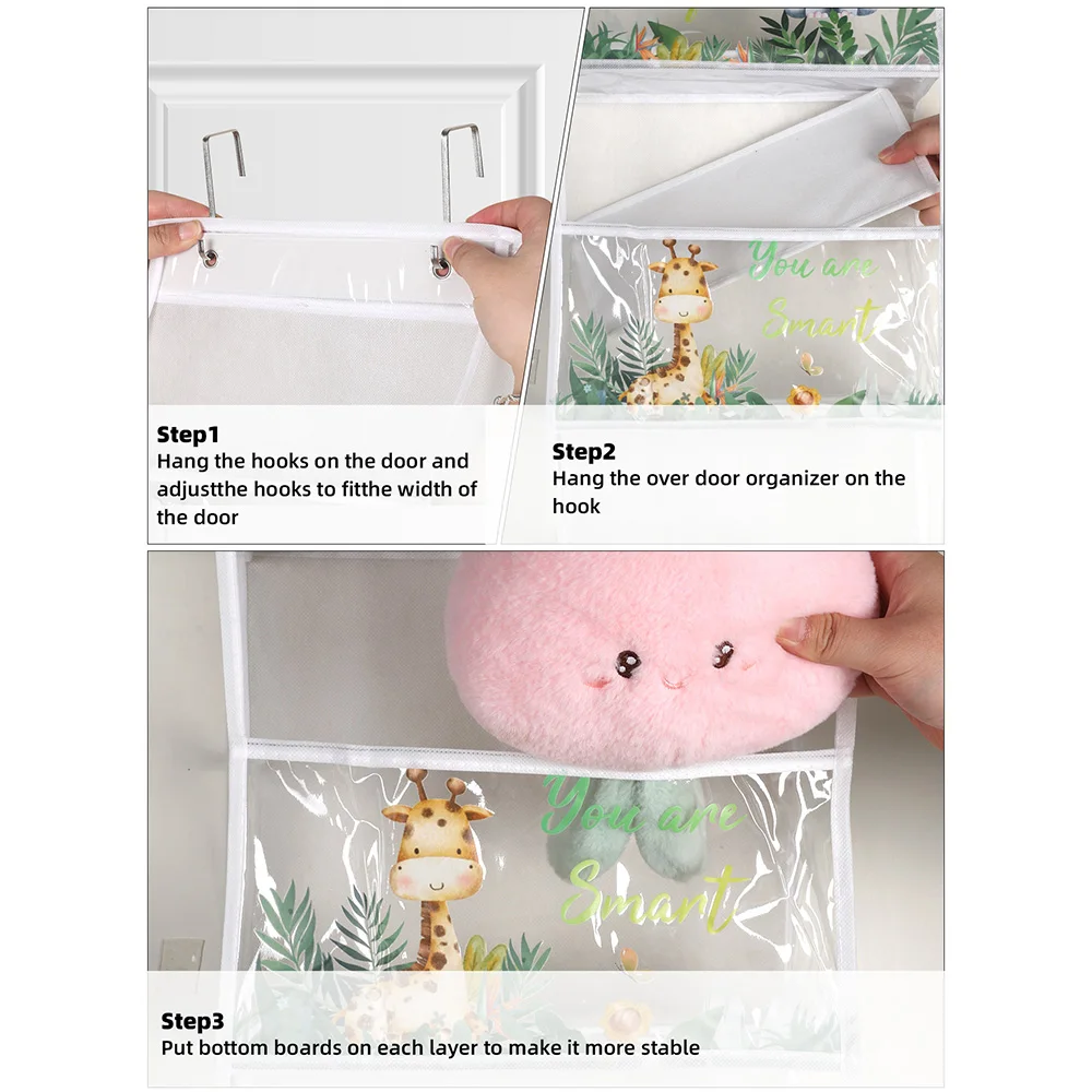 Multifunctional Fabric Hanging Bag Forest Animal Style Door Hanging Storage Room Storage Hanging Storage Cabinet Large Capacity 6