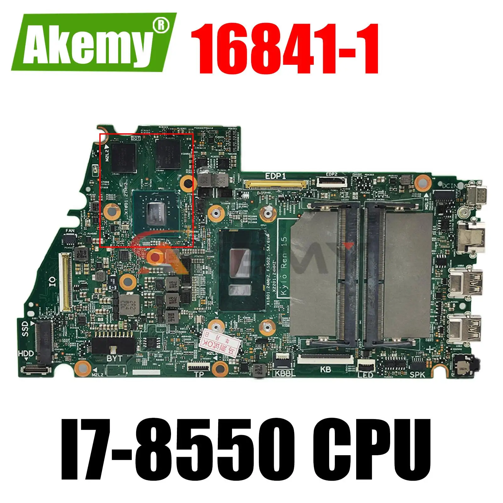 

16841-1 For Dell Inspiron 7570 Laptop Motherboard CN-0YHJD6 0XW62N i5-8250U I7-8550U CPU 100% Tested OK