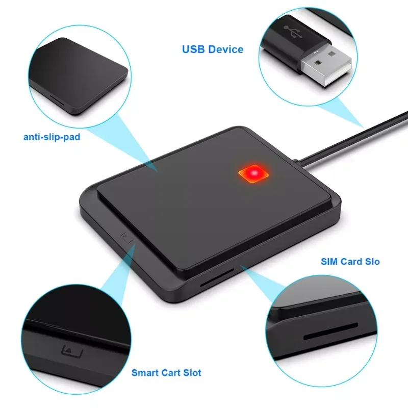 USB 2.0 스마트 카드 리더 메모리, ID 뱅크 SIM CAC ID 카드 복제기 커넥터 어댑터, Windows XP Windows 7 8/8.1/10, 인기 판매