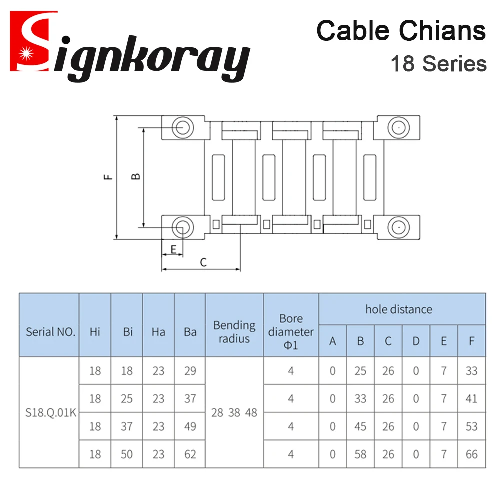 SignkoRay Cable Chain 18 Series High Speed Mute Bridge Open on Both Side Towline Transmission Drag Chain for Co2 Laser Machine plastic cable chain,cable carrier