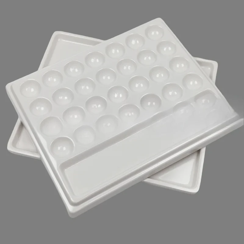 1Set 28 Slot Nachahmung Keramik Palette Dental Labor Ausrüstung Porzellan Mischen Bewässerung Feuchtigkeitsspendende Platte mit Abdeckung